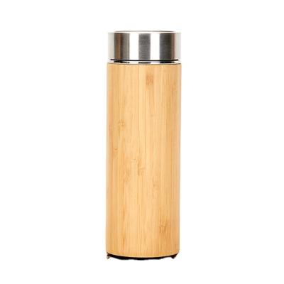 China Viable Custom Steel Thermal Tea Mug Logo Bamboo Shell Bottle Stainless Water Bottle Displacement Vacuum Flask for sale