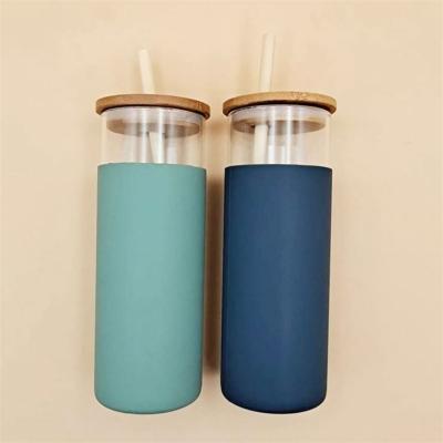 China BPA Free Viable Clear Glass Juice Bottle Drinking Water Glass Bottle And Straw for sale