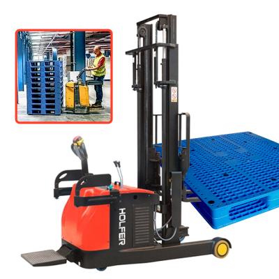 China Construction Building Construction Full Cylinder 1.5ton Rack Drive Pallet Electric Stacker Electric Forklift for sale