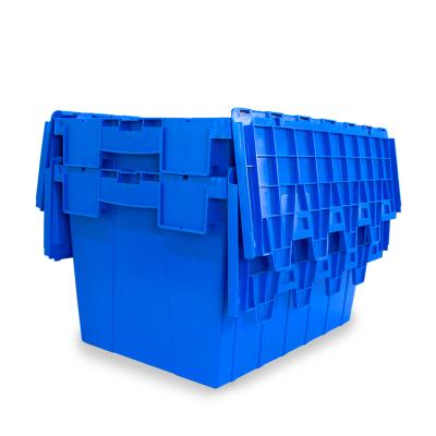 China High Quality Solid Box Packaging Plastic Box Tied Lid Storage Container For Warehouse for sale