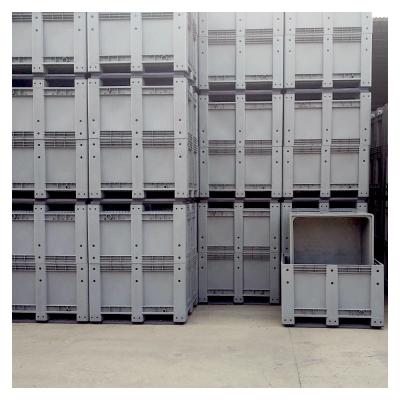 China Heavy Duty Stackable Storage Plastic Pallet Boxes With Wheel Plastic Pallet Box for sale