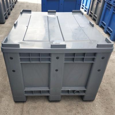 China Durable Heavy Duty Storage Solid Stacking Plastic Standard Pallet Box Collapsible Bulk Container 1200*1000 for sale