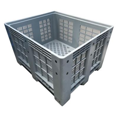 China Sidewall Pallet Box Folding Vented Hard Plastic Bulk Container Used Plastic Pallet Boxes For Sale for sale