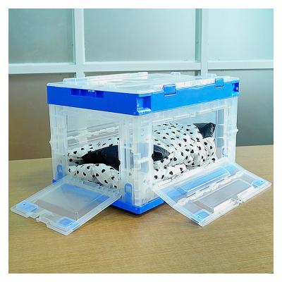 China Durable Clear Plastic Plastic Storage Organizer Folding Crate Container for sale