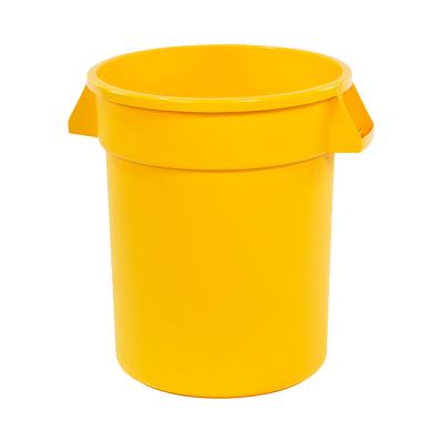 China Sustainable Yellow Plastic Bin 130L Round Bin With Open Top Lid for sale