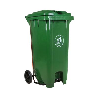 China Sustainable 120l Foot Pedal Plastic Bin With Wheels for sale