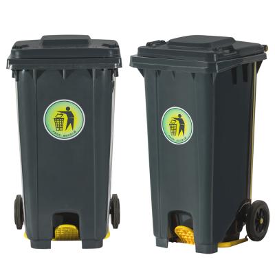 China Sustainable Customize Plastic 240l Pedal Waste Bin Plastic Bin On Wheels for sale