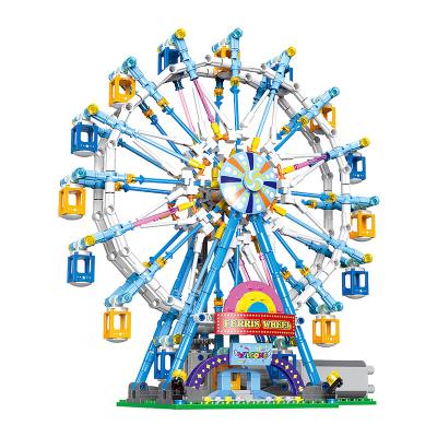 China Construction Toy Electronic Bricks For Kids Toys Ferris Wheel 870 Pcs Amusement Park Building Blocks Electric Toys for sale