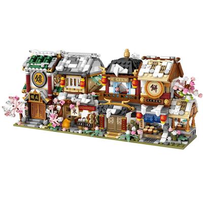 China Building Toy Hot Sale Zhong Hua Winter Snow Street View Antique Series For Children Small Particle Assembled Plastic Building Blocks, Blocks Toys for sale