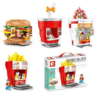 China DIY TOY Children's Building Kit Streetview Bricks Gift Popular Toys Small Particles Street View Snack Grocery Kids Building Blocks Set for sale