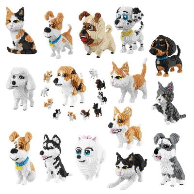 China DIY TOY Children's Funny DIY Assembly Bricks Toys Set Cat Dog Animals Model Small Particle Building Blocks For Children for sale