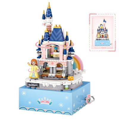 China DIY TOY Princess Castle Small Particle Bricks Popular Gift Toy Educational DIY Rotating Music Box Building Blocks Toys For Kids Girls for sale