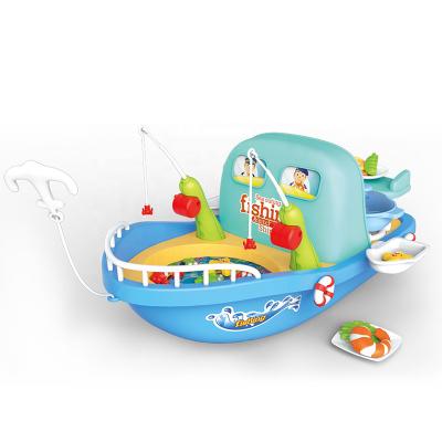 China Entertainment 2 In 1 Education Pretend Play Kitchen Boat Musical Combination Fishing Set Toy For Kids for sale