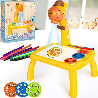 China Kids Play Bestselling Multi Function Study Desk Drawing Board Toys Projector Pictures With LED Projection Painting Board For Kids for sale