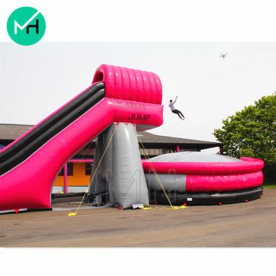 China New Design 0.55mm Plato PVC Tarpaulin Sports Game Inflatable Extreme Freestyle Falling Airbag With Platform For Sale for sale