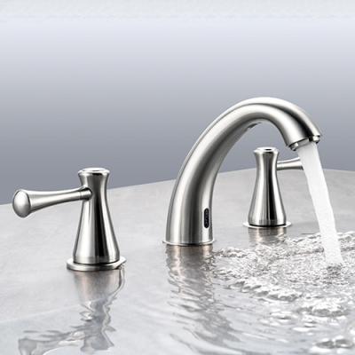 China Sense Faucets Touchless Toilet Faucet With 2 Handle Sensor 2 Sink Faucet 3 Hole Widespread Automatic Bathroom Motion Sensor for sale