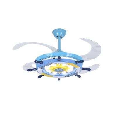 China Modern Home Decorative Invisible Kids Fan 220v Light Chandelier Cartoon Acrylic Remote Control Ceiling Fan With Light for sale