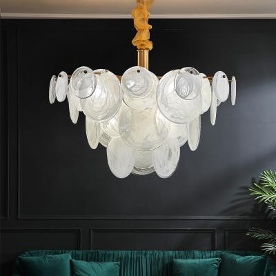 China Modern Luxury Round Pendant Lights Hotel Living Room Hanging Lighting Fixtures Indoor Home Decoration Modern White Glass Chandelier for sale