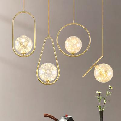 China Modern Indoor Hanging Gold Dining Room Lamp Round Gypsophila Chandeliers Modern Decorative Pendant Lights Lead Glass Pendant Light for sale