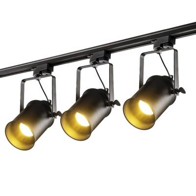 China Retro Modern Black Loft 110v/220v Led Track Spotlights Stores Cheap Bars Decorative Industrial Vintage Ceiling Track Light for sale