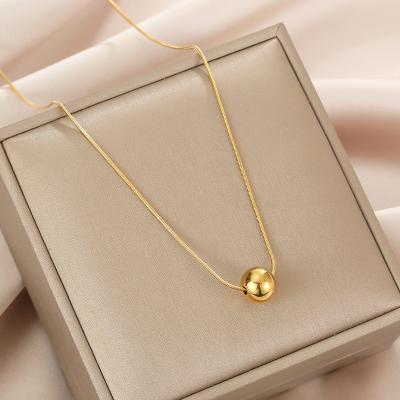 China FASHIONABLE High Quality Waterproof Stainless Steel Gold Plated Polished Rotating Ball Necklace For Women for sale