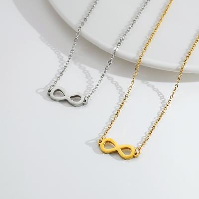 China TRENDY Non Tarnish Silver Stainless Steel Number 8 Gold Plated Pendant Necklace For Women for sale