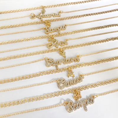 China CLASSIC Wholesale Custom 18K Gold Plated Zodiac Sign Double Layered Rhinestone Pendant Necklace for sale