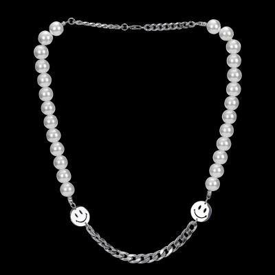 China Stainless Steel FASHIONABLE Cuban Link Hip Hop Smile Face Beads Necklace Happy Necklace for sale