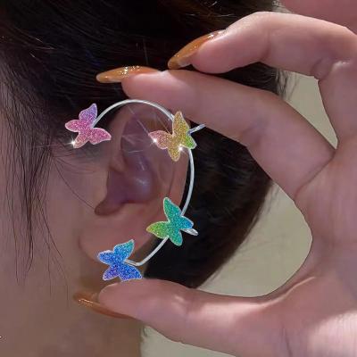 China 2022 TRENDARY Crystal Korean Statement designer butterfly ear huggies ear cuff earrings for women men for sale