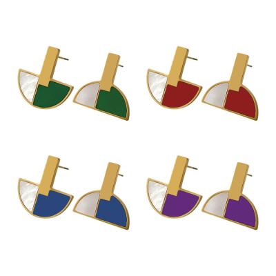 China TRENDY Non Tarnish Colorful Stainless Steel Gold Plated Geometry Shell Earrings For Women for sale