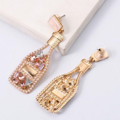 China FASHIONABLE luxury multi colored bottle shape wine vodka champagne newcomer small pearls drops earrings 2021 for sale