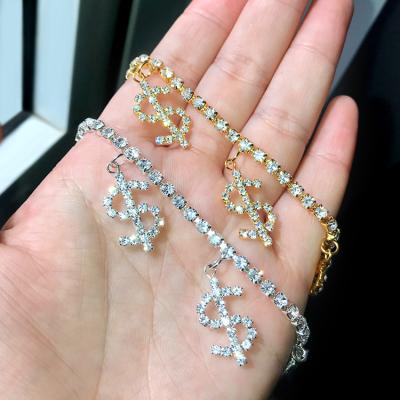 China Romantic Sexy Rhinestone Zircon Crystal Jewelry Bling USA Dollar Sign Waist Belly Body Chain For Women for sale