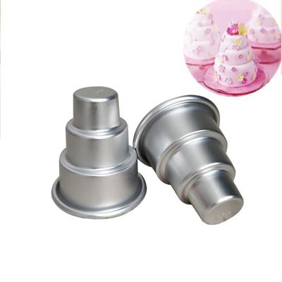 China Durable 3 Layers Cake Mold Aluminum Alloy Mini Cylindrical Wedding Cake Mold For Making DIY Cake Decoration for sale