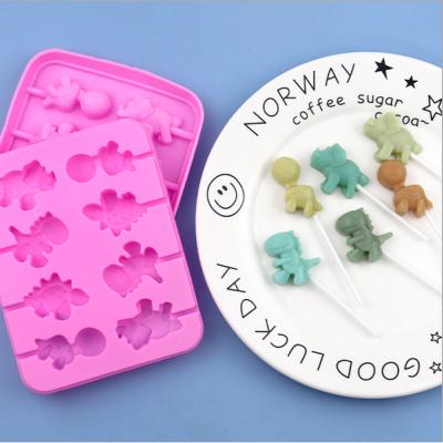 China 8 Viable Dinosaur Silicone Lollipop Mold Fondant Cake Silicone Mold Cake Tools For Cake Decorating for sale