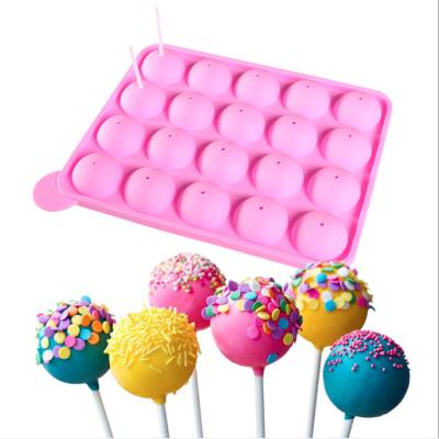 China 20 Viable Round Hole Lollipop Silicone Mold Fondant Cake Silicone Mold Cake Tools For Cake Decorating for sale