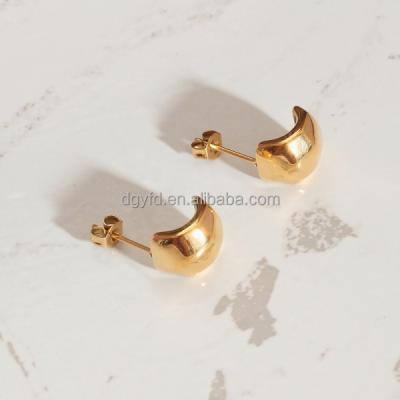 China Daily 14K 18K Gold Plated Circle Earrings Faceted Stainless Steel Women Daily Gold Hoops Jewelry Wholesale for sale