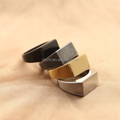 China Vintage Silver Black Seal Gold Daily Engraved Ring Custom Stainless Steel Geometric Minimalist Ring For Women Men for sale