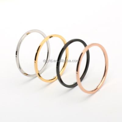 China Daily 18K Gold Steel Band Rings Simple Thin Stack Stacking Custom Women Rose Gold Jewelry Ring Wholesale for sale