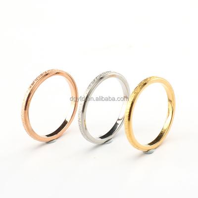 China Everyday Women Frosted Silver Rose Gold Tone Stacking Thin Ring Stainless Steel Band for sale