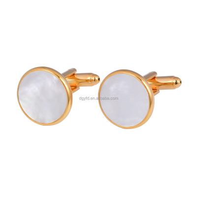 China Wholesale Pearlescent Circle Stainless Steel Cufflinks Daily Use Men Fashion Cufflinks Accessories for sale