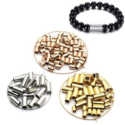 China Personalized Jewelry Making Custom Logo Bead Engraved Brand Name Metal Tube Spacer Beads For Jewelry Making for sale