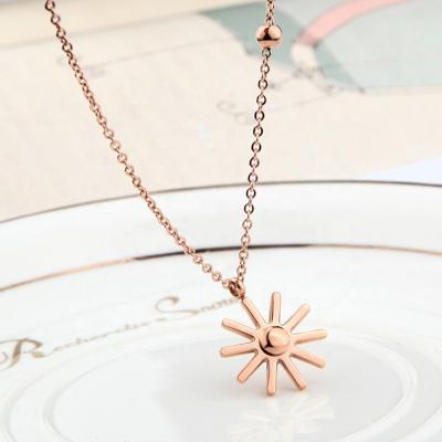 China Every Day Wear Stainless Steel Fashion Women Jewelry Factory Rose Gold 18K Sun Choker Flower Tasty Charm Necklace for sale