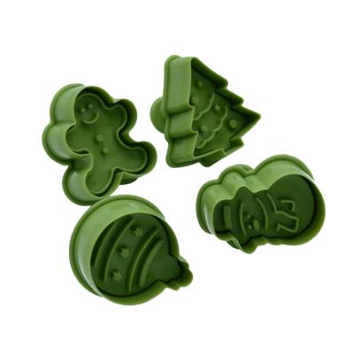 China Sustainable 4 Pcs 3D Christmas Fondant Plunger Cutters for sale