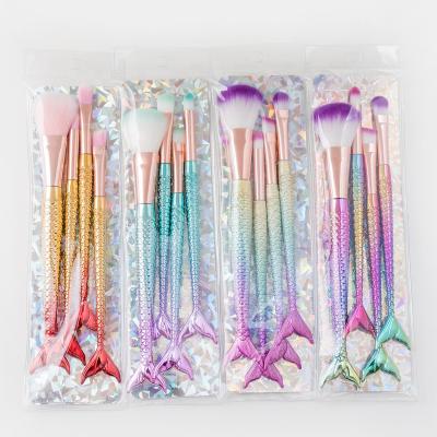 China best selling cosmetic skin-friendly 4pcs mermaid brush fish tail makeup brushes Brochas De Maquillaje for sale