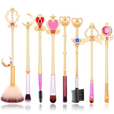 China Skin-Friendly Gifts 8pcs Anime Sailor Moon Magic Girl Makeup Brush Set Blending Loose Powder Blush Concealer Eyeshadows Make Up Brush Kit for sale