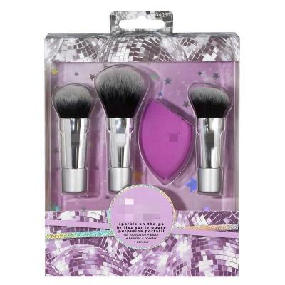 China 4pcs Makeup Brush Set Skin-friendly Christmas Straight Cosmetic Brush Set Makeup Brush Sponge Set Brochas De Maquillaje for sale