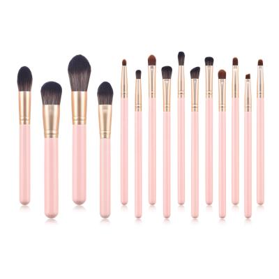 China Angular Blush Vegan Cruelty Free Makeup 15pcs Eyeshadow Brush Set Kit Pink Gold Color Eyeshadow Brush Set for sale