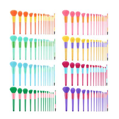 China Angular Blush Summer Candy Color Sets 14 Pcs Makeup Brush Set Colorful Blending Set Soft Hair Eyeshadow Eyebrow Beauty Brushes for sale