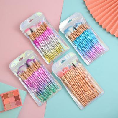 China Super Soft Rainbow Eye Makeup Set Brush Diamond Handle 20PCS Cosmetic Blending Eyeshadow Make Up Brushes for sale