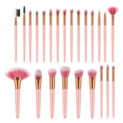 China Angular Blush Customized Logo High Quality 24pcs Professional Cosmetic Sweep Handle Eyeshadow Eyebrow Base Foundation Makeup Brushes Rose Gold for sale